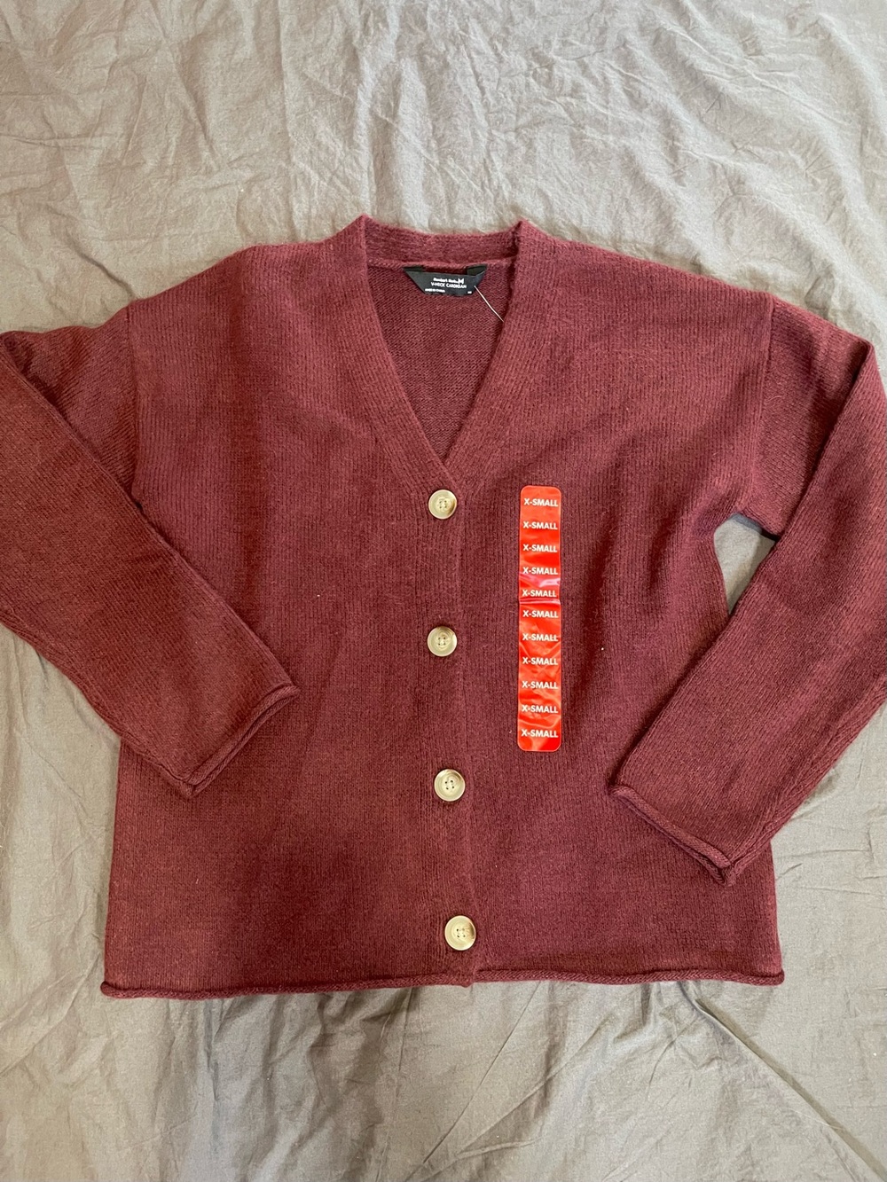 Members Mark Burgundy Cardigan Sweater